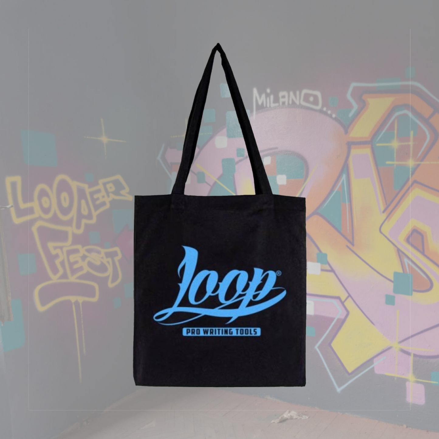 Beutel „LOOP“ - blau auf schwarz