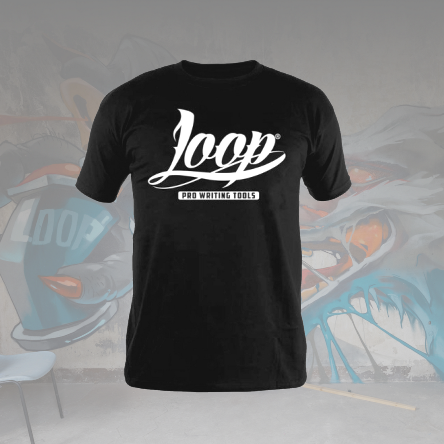 T-Shirt „LOOPCOLORS, LOGO WHITE“ - schwarz