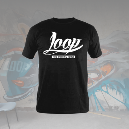 T-Shirt „LOOPCOLORS, LOGO WHITE“ - schwarz